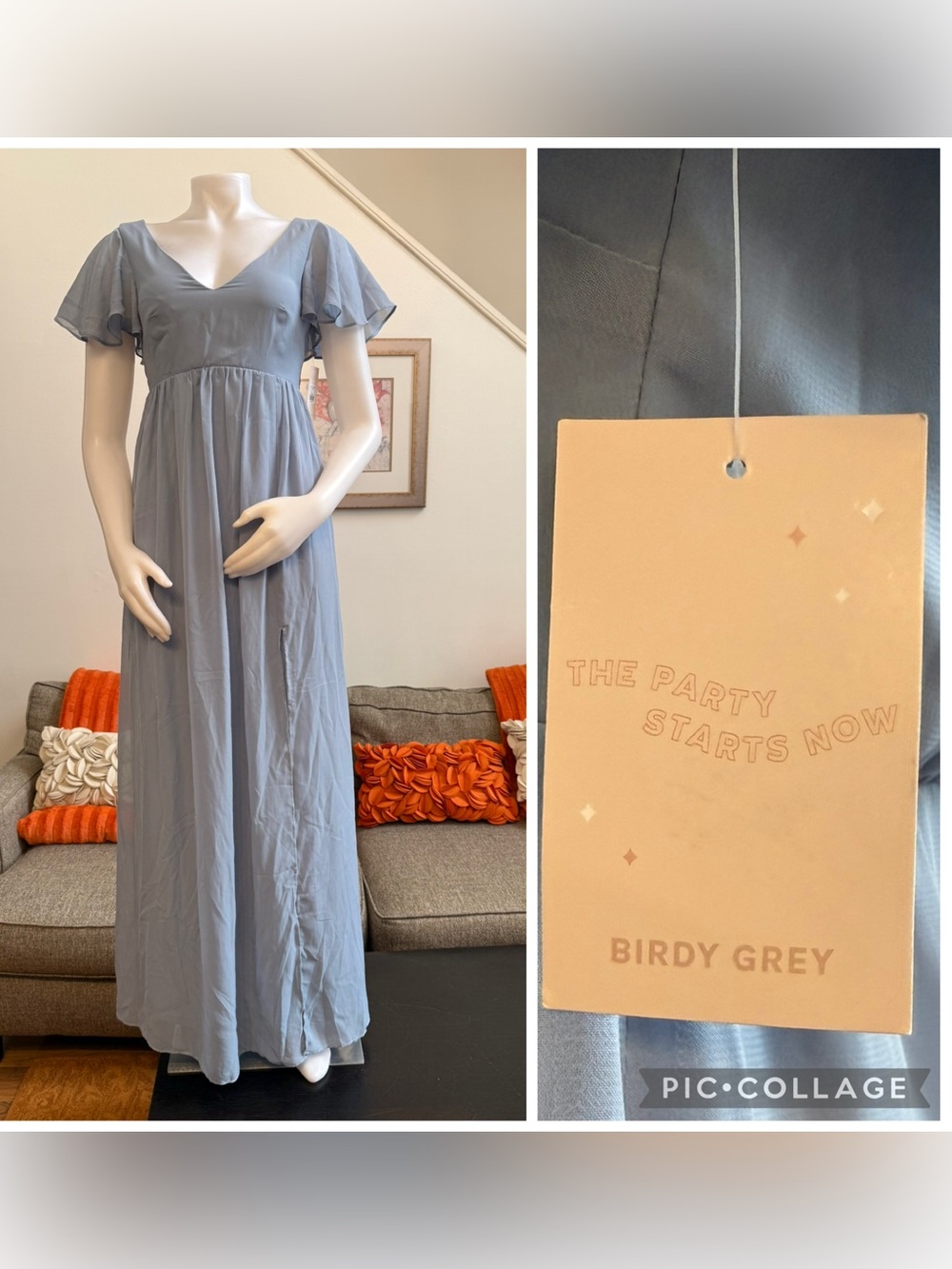 ❣️🆕Birdy Grey Hannah Dress Chiffon Dusty Blue Bridesmaid Gown❣️